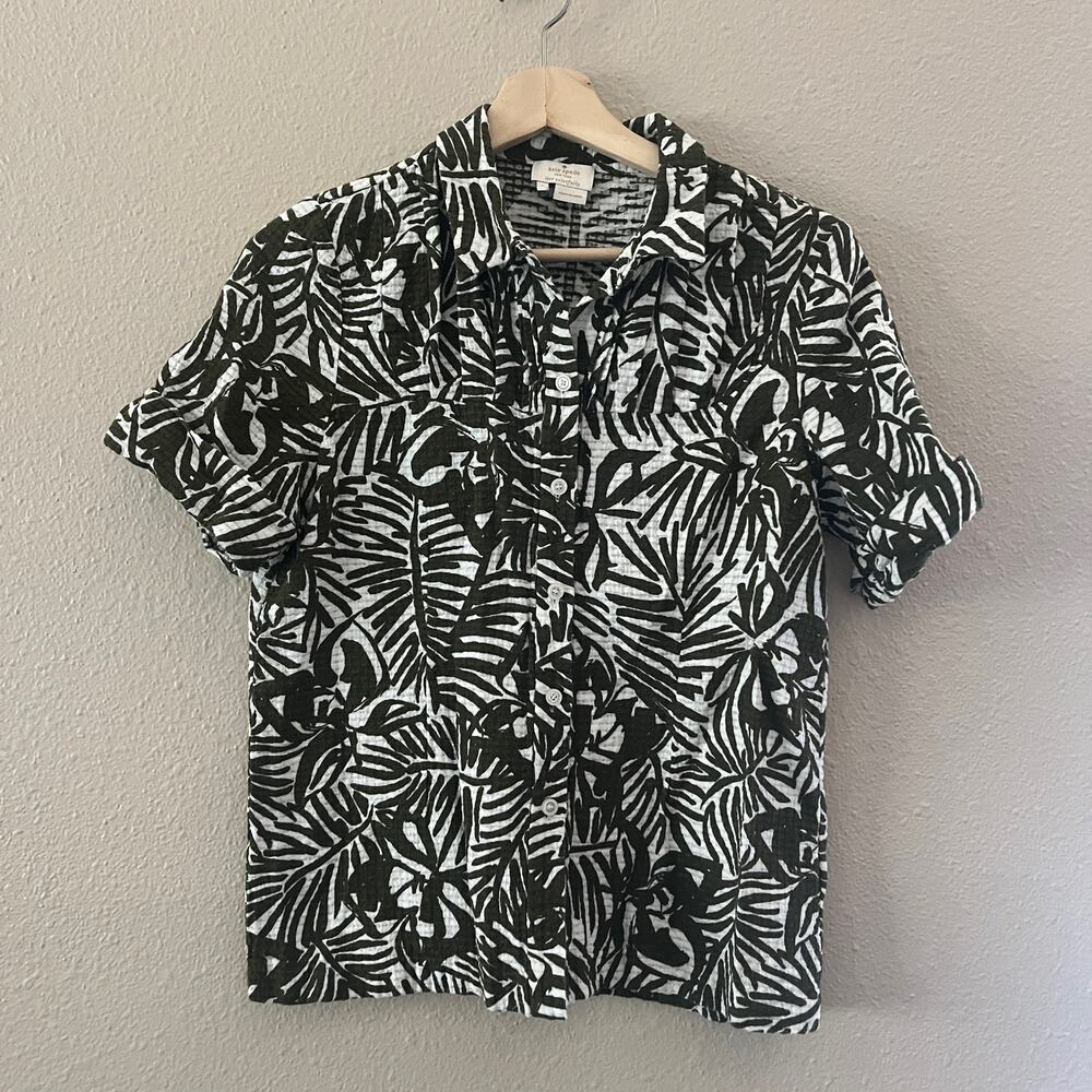 Kate Spade short sleeve button down top in tropical leaf print